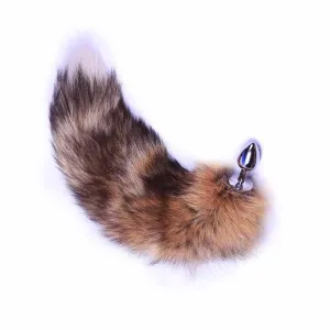 17 Brown Fox Tail Metal Butt Plug. 3 Sizes