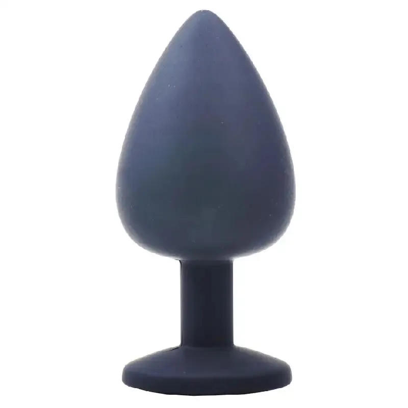 3.5-inch Silicone Black Large Jewelled Butt Plug with Diamond Base