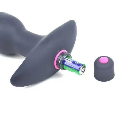 6-inch Silicone Black Tapered Vibrating Large Butt Plug