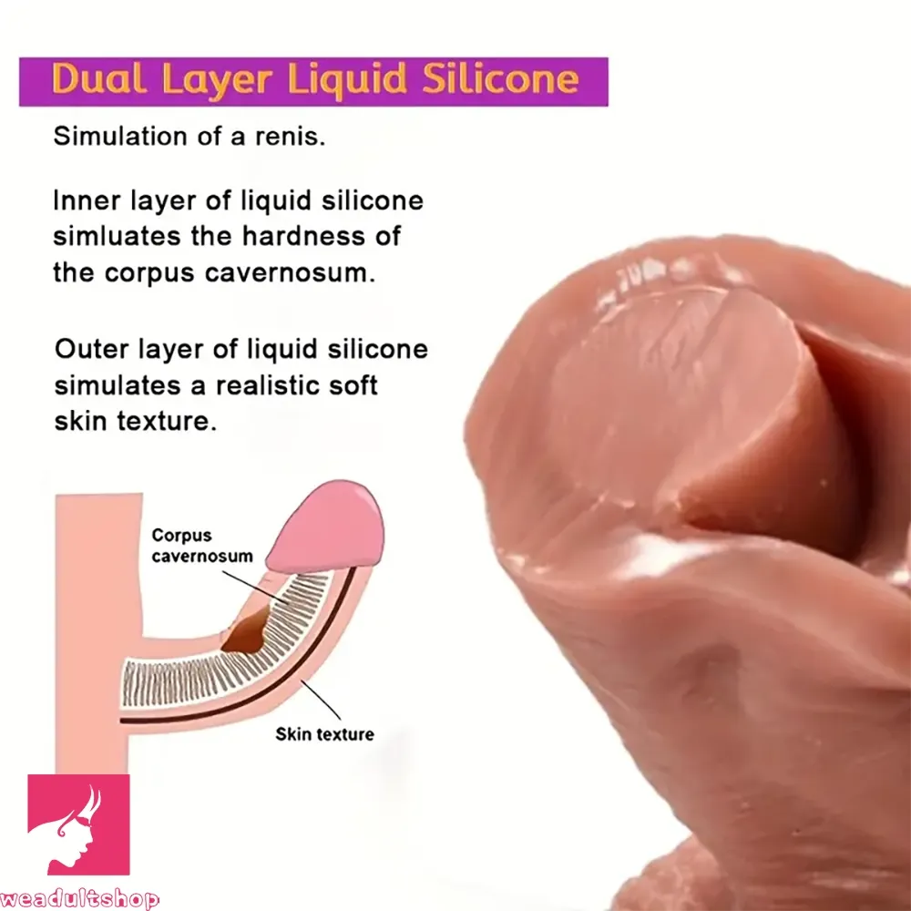 7.3in 8.6in Soft Realistic Adult Prostate Cock Double Layer Silicone Dildo