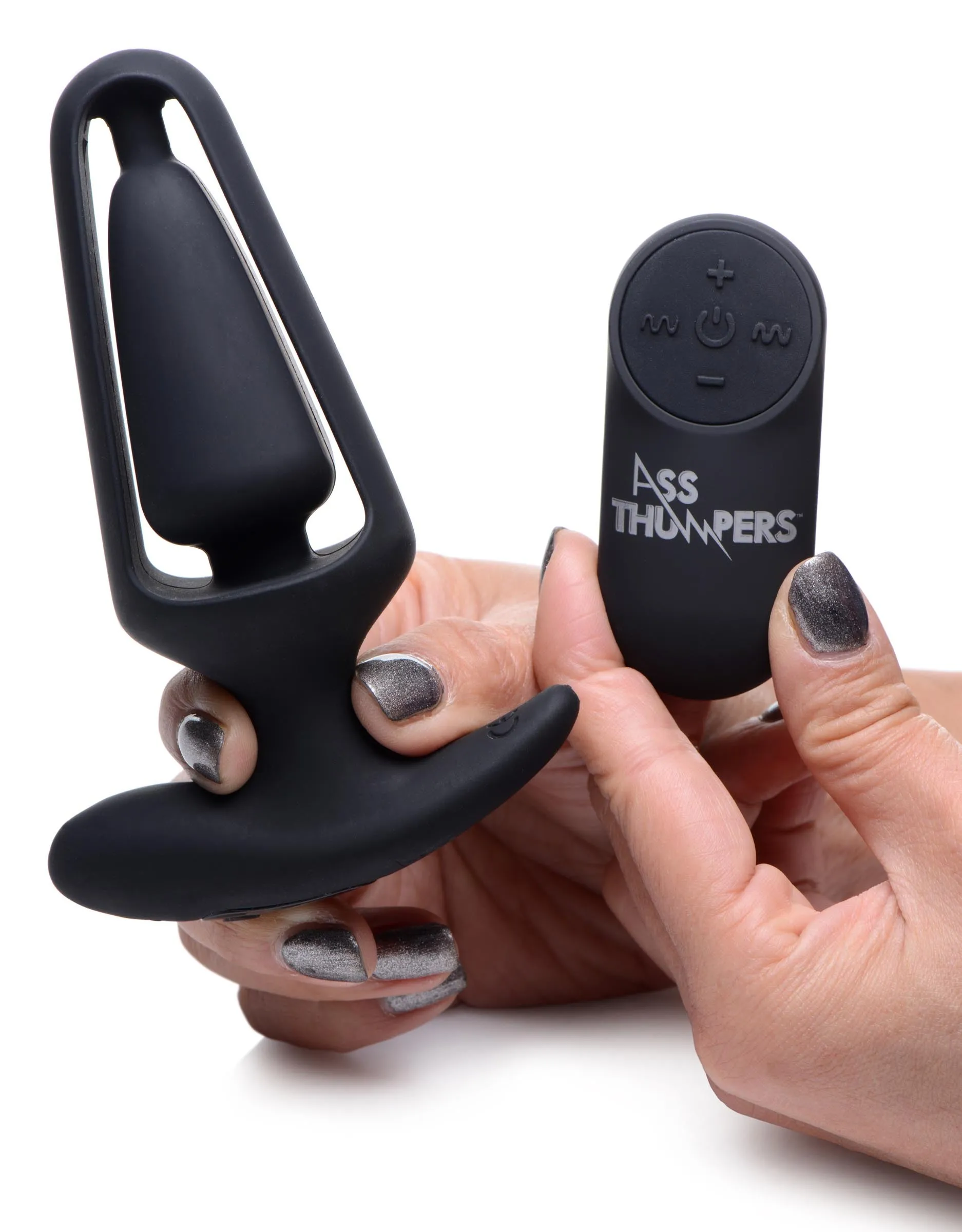 7x Vibrating Hollow Silicone Anal Plug