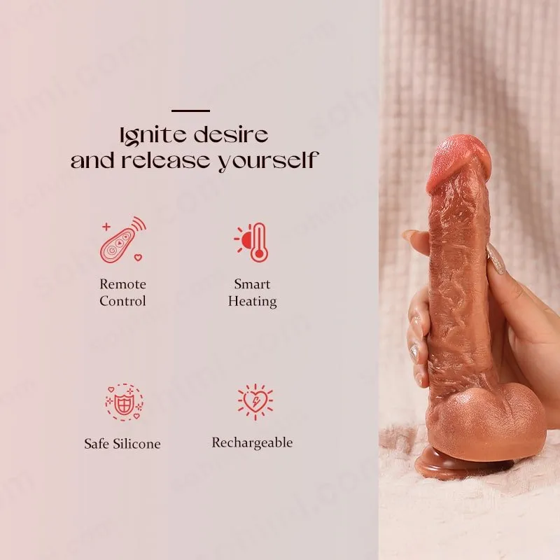 8.67inch Realistic Vibration and Thrusting Dildo with Smart Heating