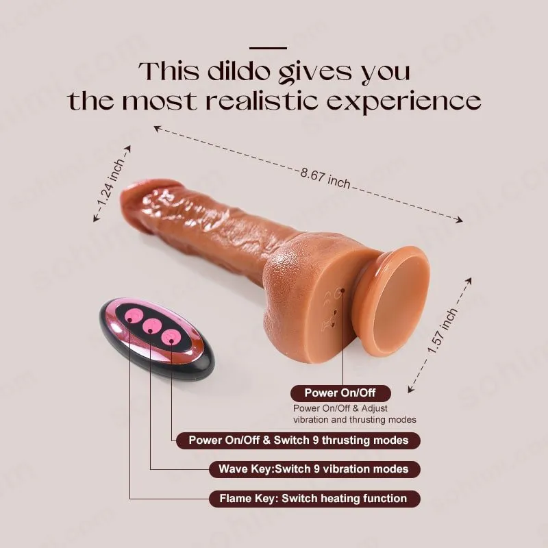 8.67inch Realistic Vibration and Thrusting Dildo with Smart Heating