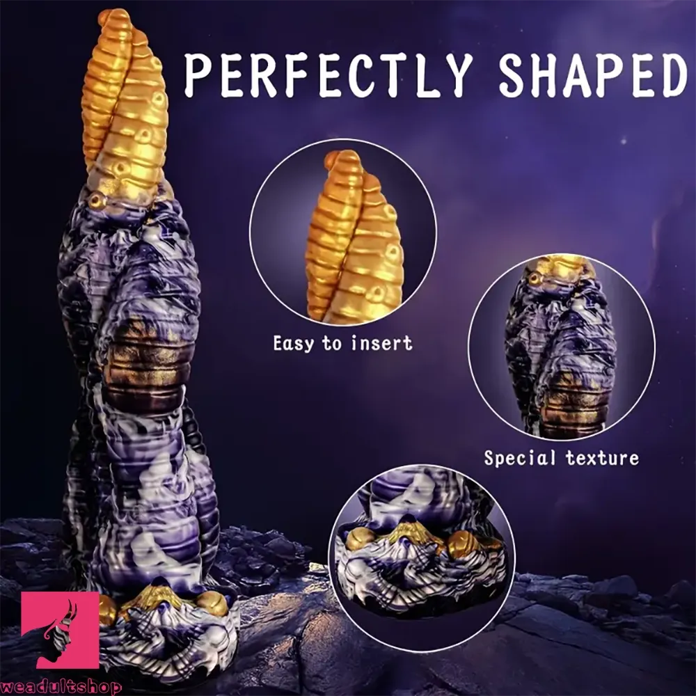 9.84in Striped Silicone Penis Realistic Spiral Fantasy Tentacle Cock Dildo