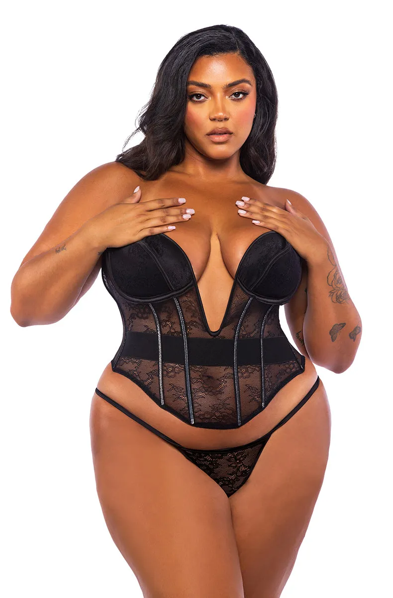 Belle Noir 2 PC Corset Set