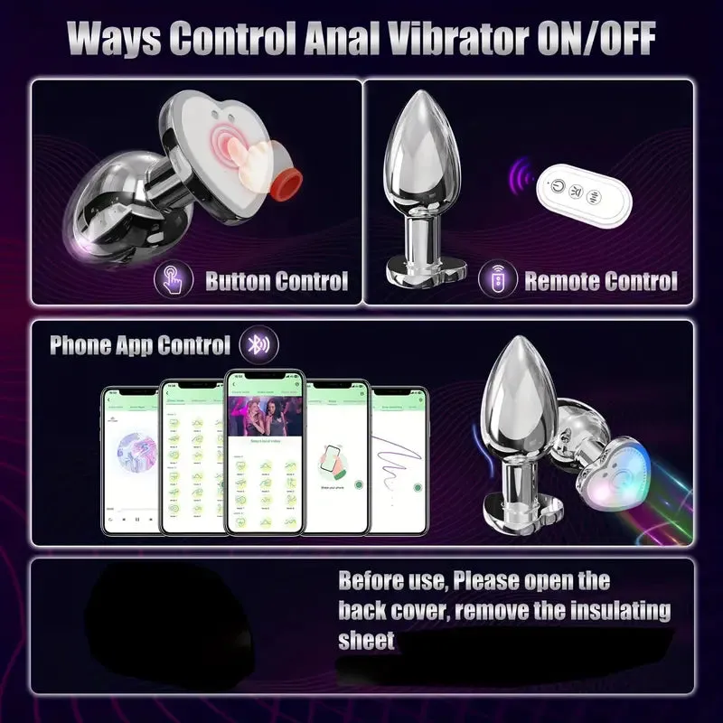Butt Plug With 10 Vibrating Modes Flashing Light Base Prostate Massager