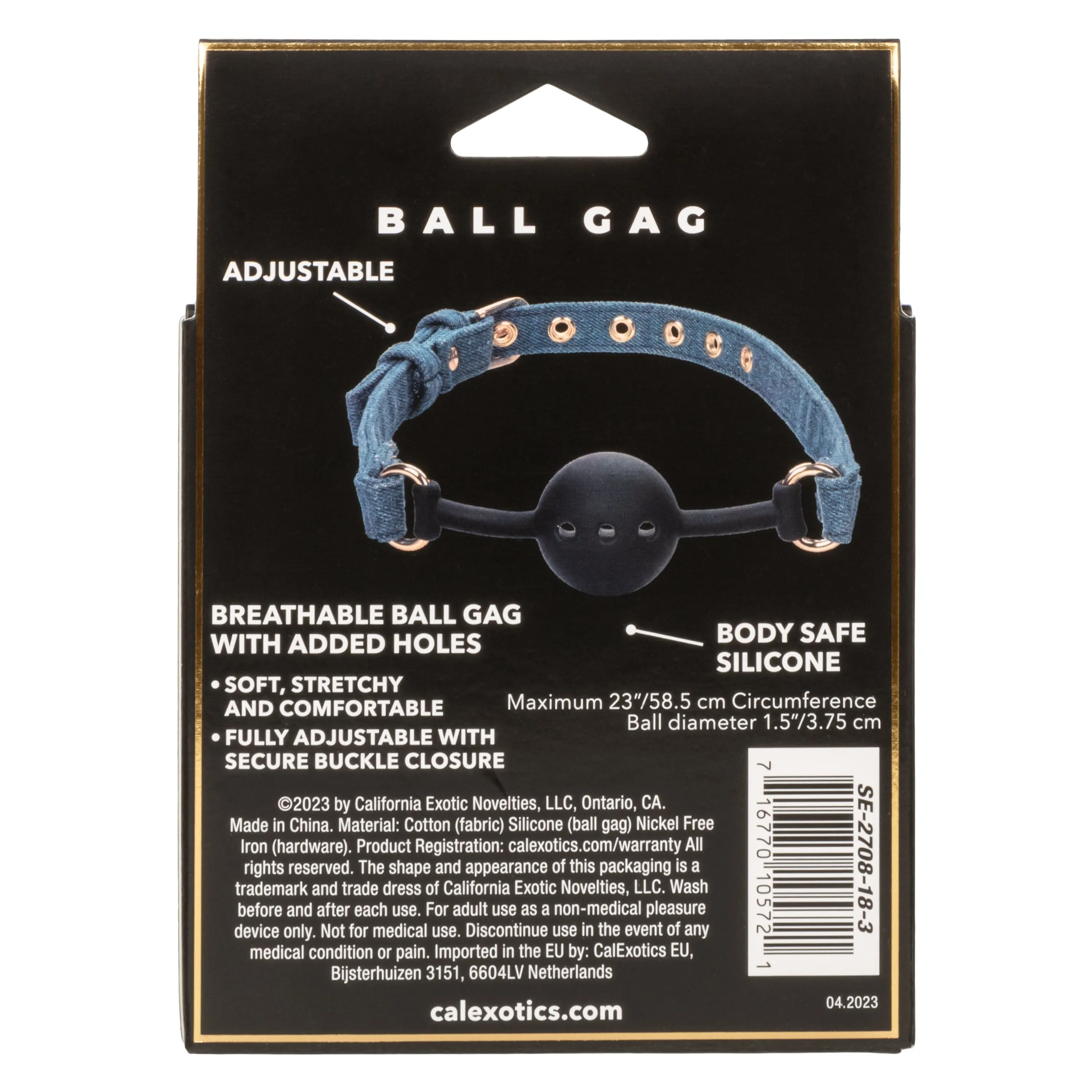 California Exotics - Ride 'em Premium Denim Collection Ball Gag (Blue)