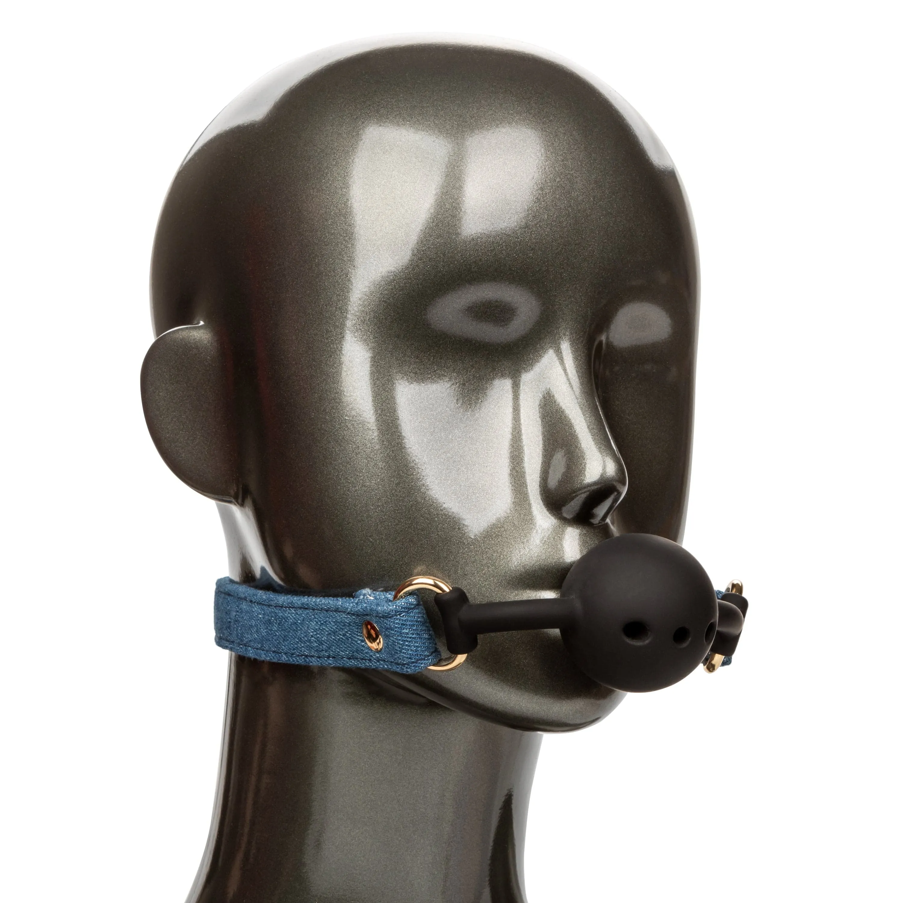 California Exotics - Ride 'em Premium Denim Collection Ball Gag (Blue)
