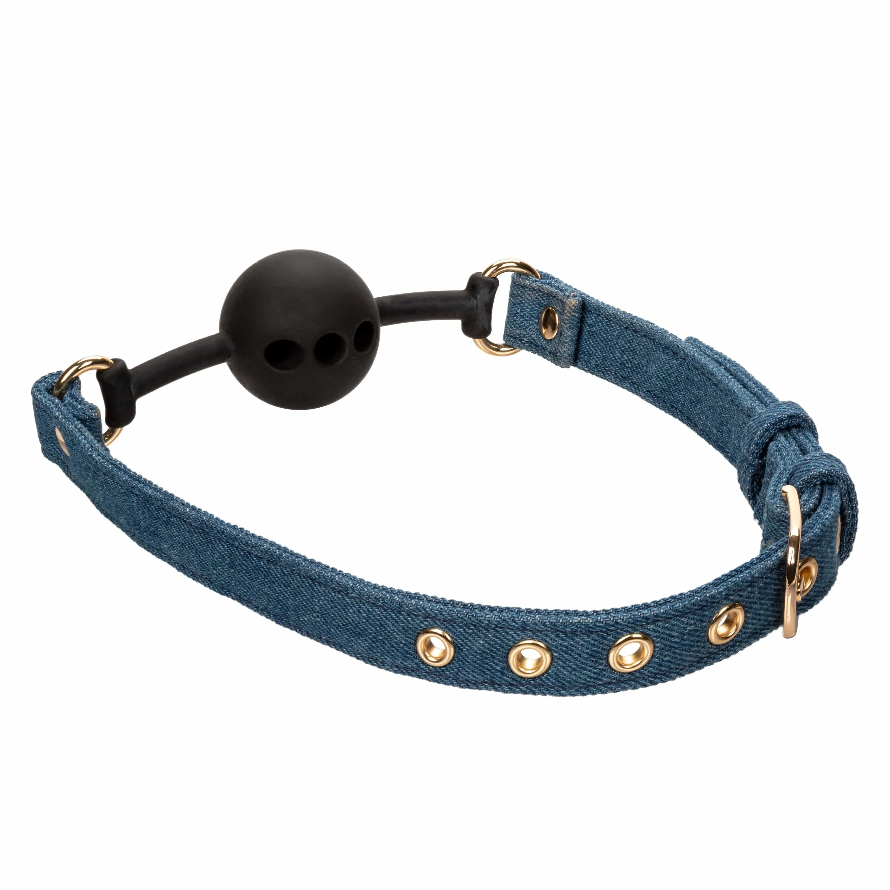 California Exotics - Ride 'em Premium Denim Collection Ball Gag (Blue)