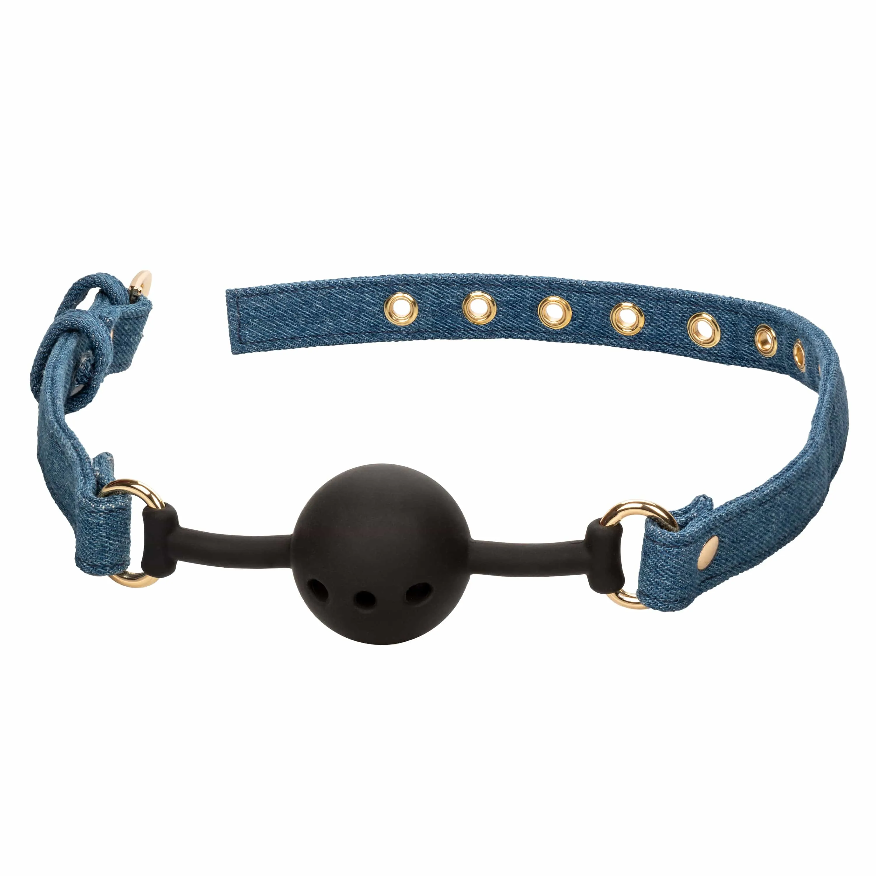 California Exotics - Ride 'em Premium Denim Collection Ball Gag (Blue)