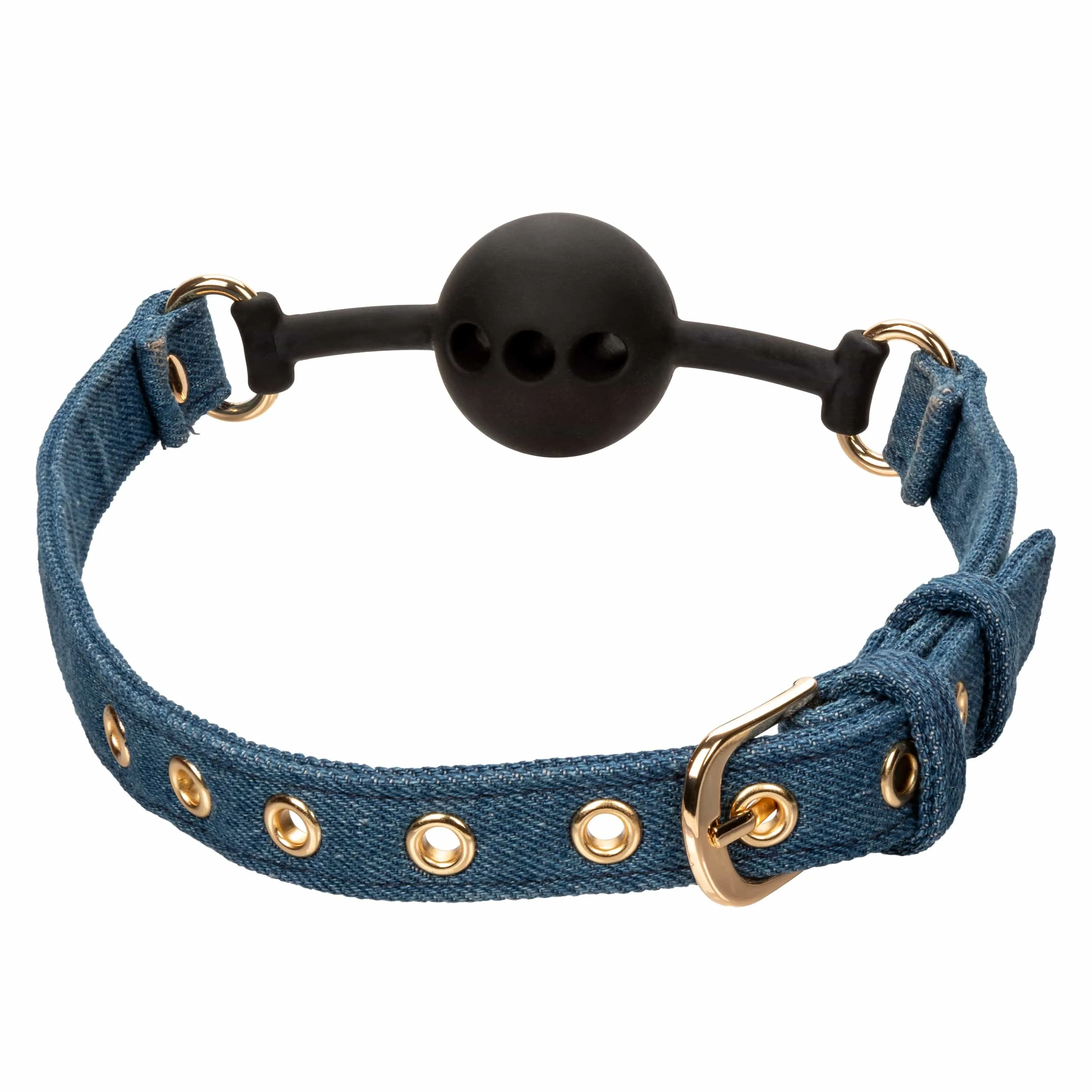 California Exotics - Ride 'em Premium Denim Collection Ball Gag (Blue)