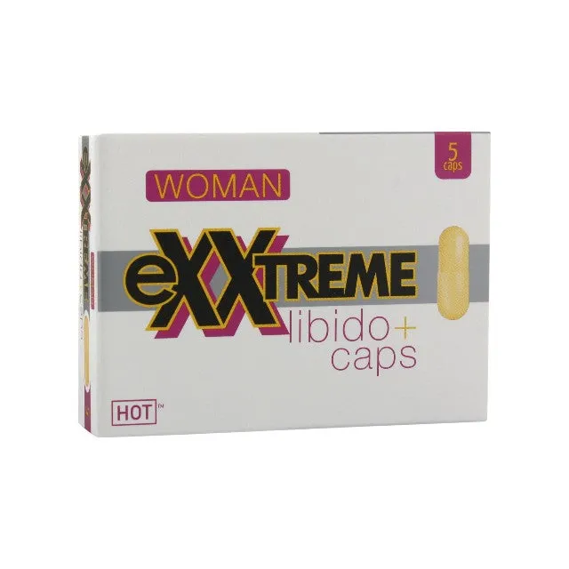 Capsule HOT Exxtreme Libido Caps. pentru creșterea libidoului feminin. cu vitamina B3 și acid folic. 5 buc