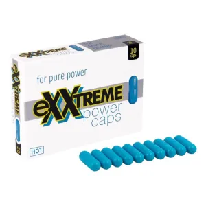 Capsule HOT Exxtreme Power Caps. pentru potență și performanțe sexuale îmbunătățite. cu cardamom și guarana. 10 buc