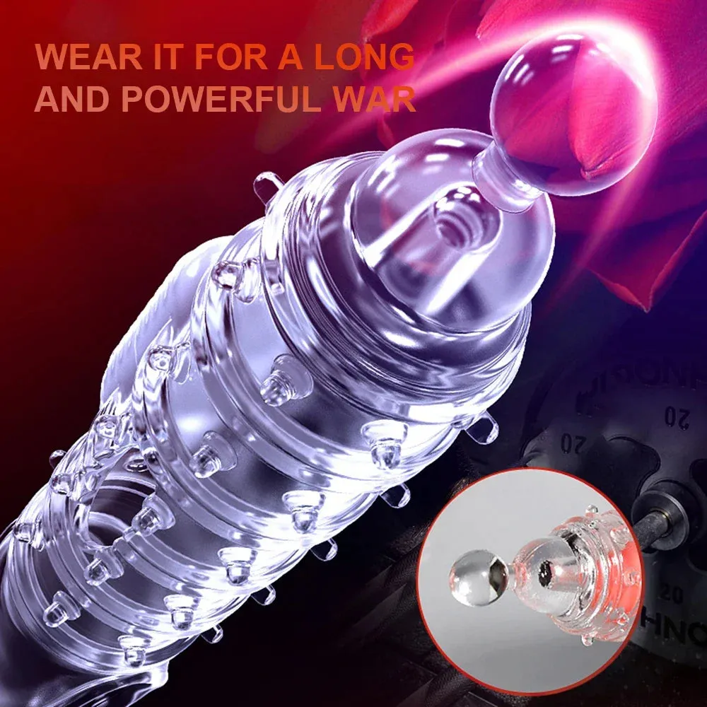 Cock Sleeve Vibrating Penis Enlarger - Vagina Clit Stimulator Condom Male Sex Toy