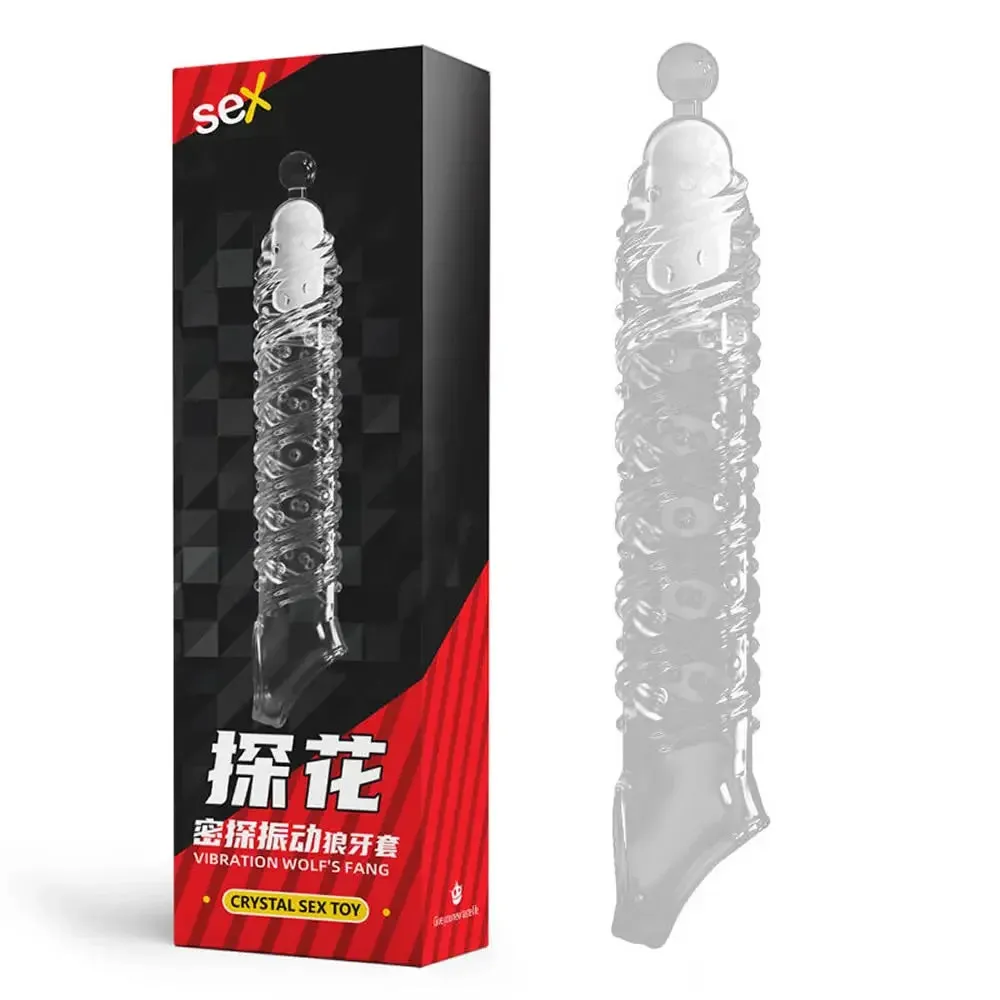 Cock Sleeve Vibrating Penis Enlarger - Vagina Clit Stimulator Condom Male Sex Toy