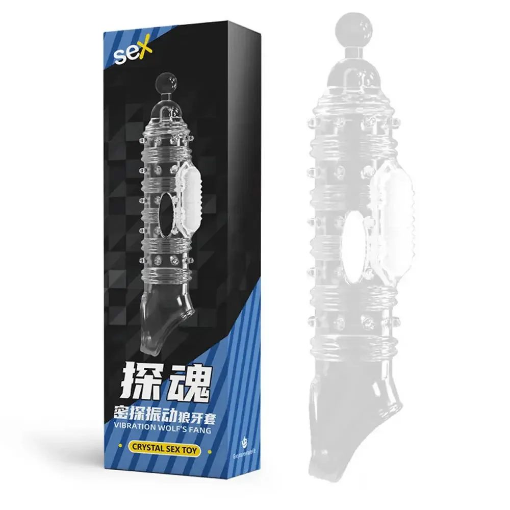 Cock Sleeve Vibrating Penis Enlarger - Vagina Clit Stimulator Condom Male Sex Toy