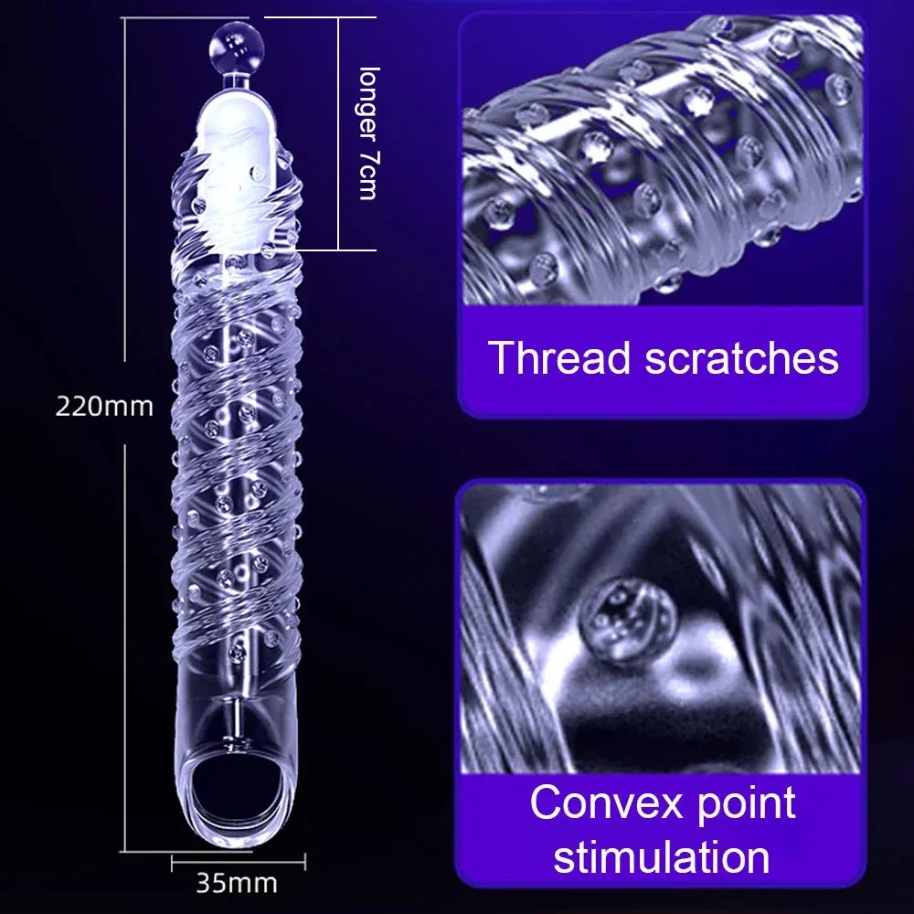 Cock Sleeve Vibrating Penis Enlarger - Vagina Clit Stimulator Condom Male Sex Toy