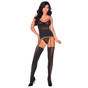 Corsetti Sexy Black Matching Corset and G-string with Adjustable Straps
