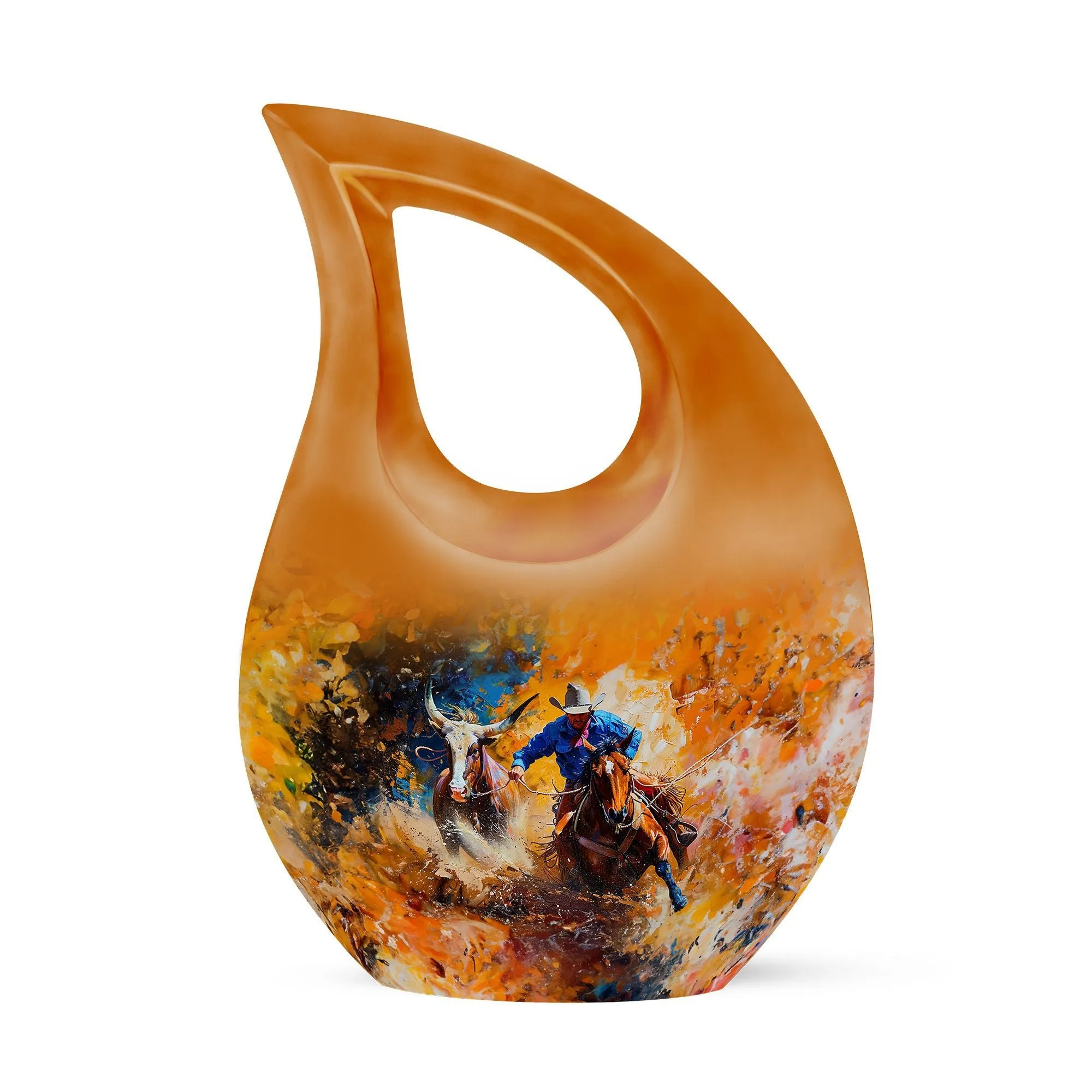 Cowboy Memorial Cremation Urn: Small Urn For Adult Human Ashes