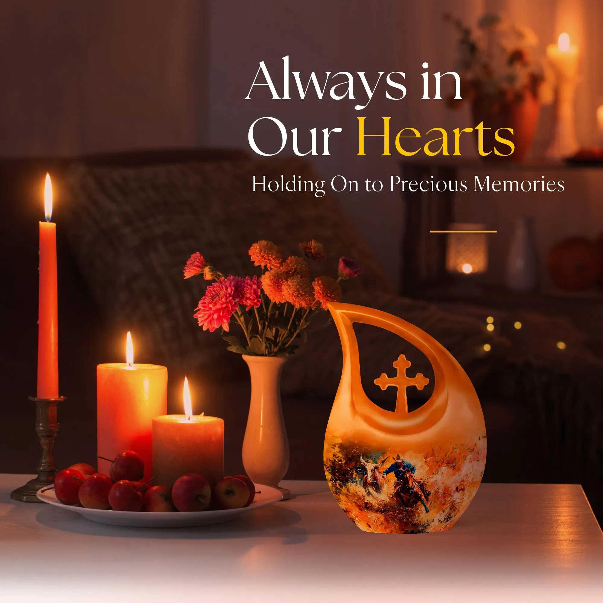 Cowboy Memorial Cremation Urn: Small Urn For Adult Human Ashes