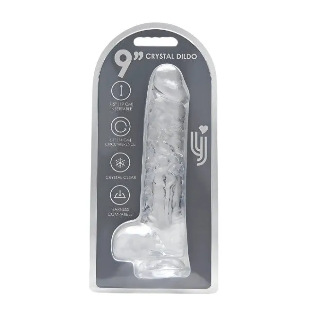 Dildo LOVING JOY 9 Crystal Dildo with Balls. design realist cu testicule. bază cu ventuză. lungime 24 cm. transparent (N12188)