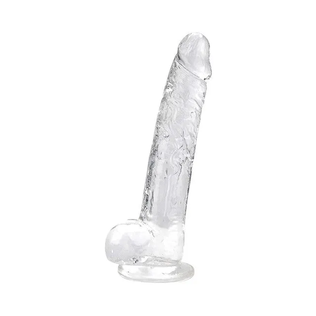 Dildo LOVING JOY 9 Crystal Dildo with Balls. design realist cu testicule. bază cu ventuză. lungime 24 cm. transparent (N12188)