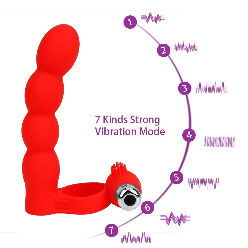 Double Penetration Anal Bead Plug Vibrator