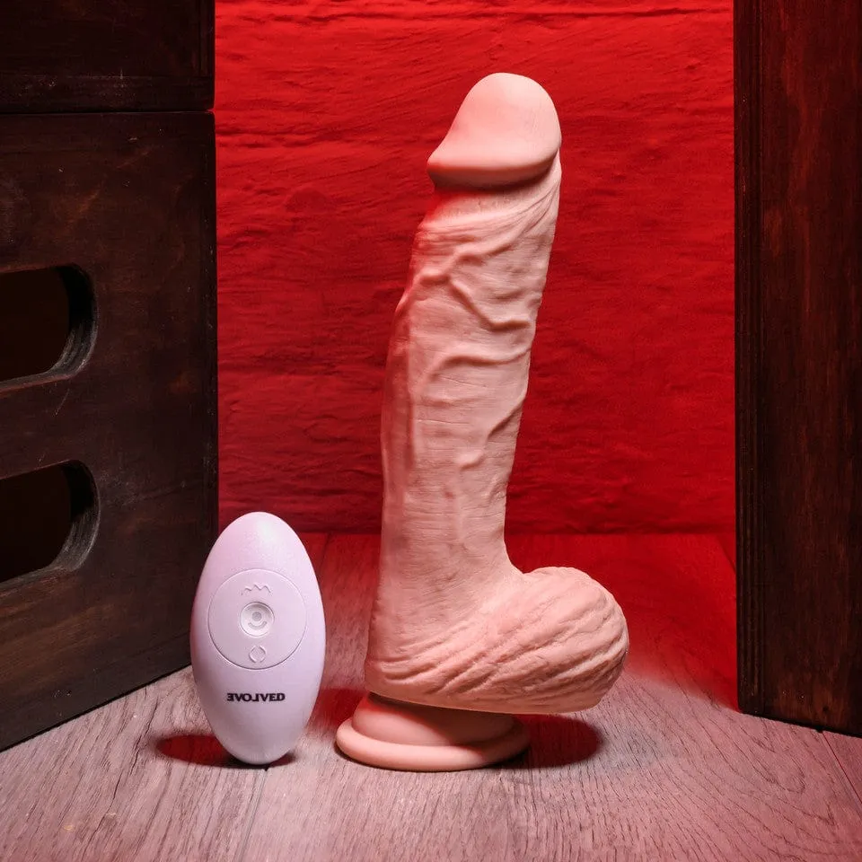 Evolved - Full Monty Vibrating Thrusting Remote Realistic Dildo 9 (Beige)