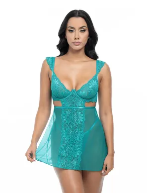Farah Underwire Cap Sleeve Lace Cut Out Babydoll