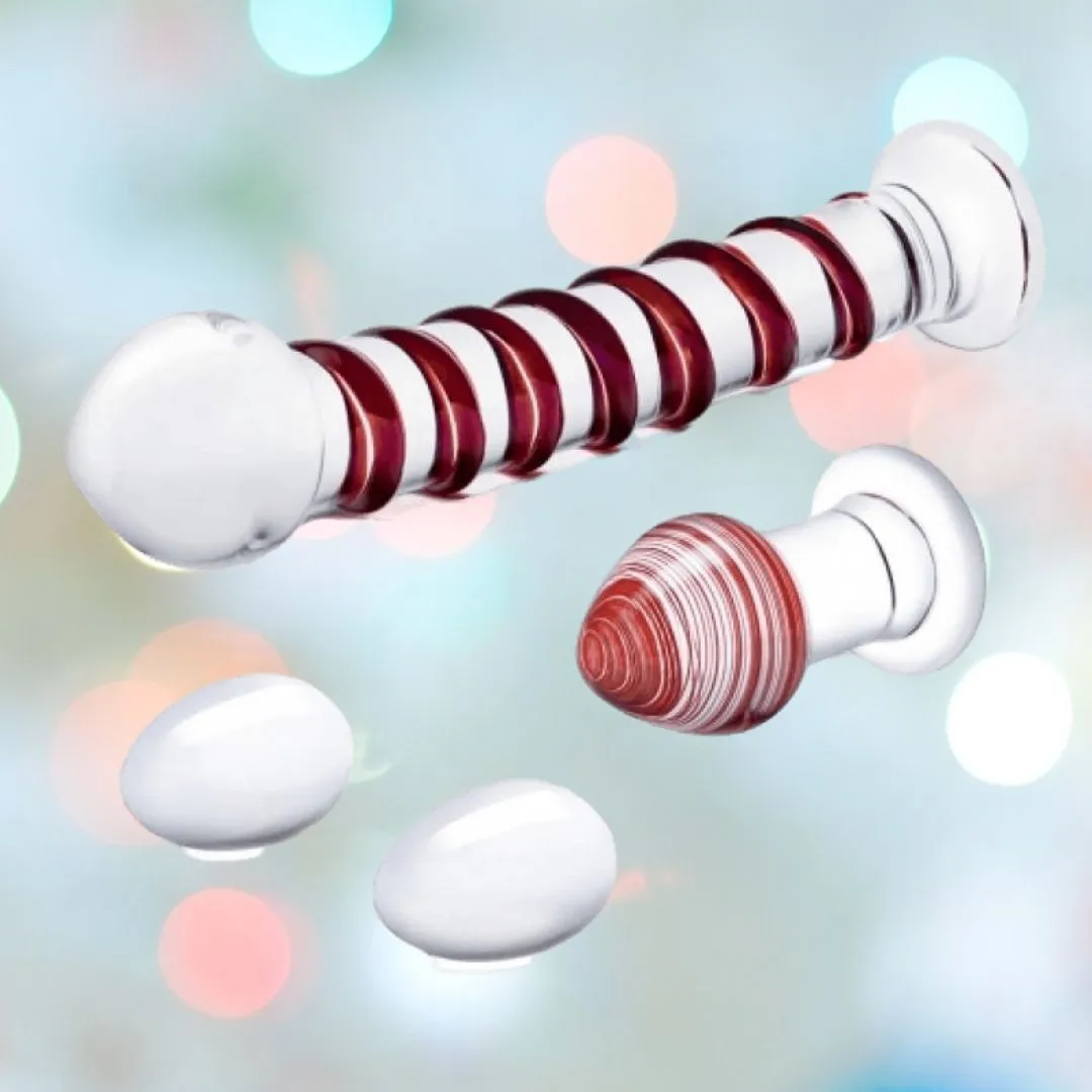 Glas 4pcs Mr. Swirly Set w/ Glass Kegal Balls & Butt Plug