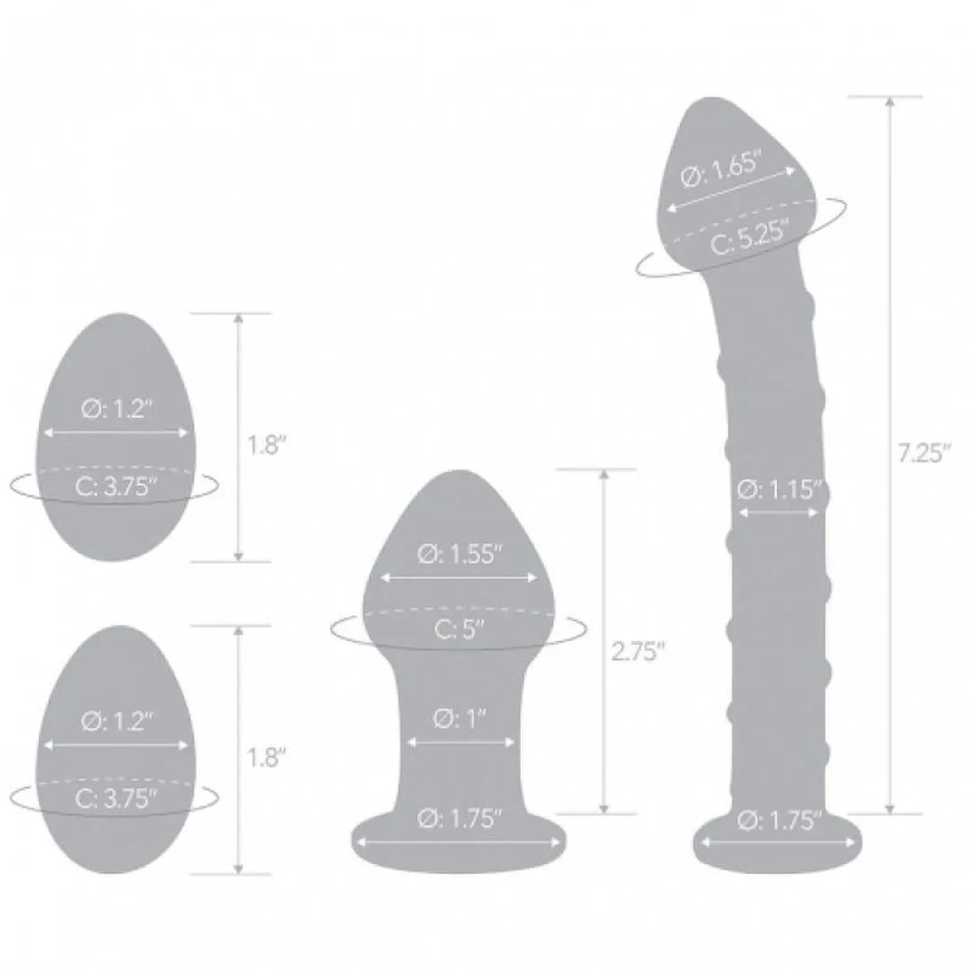 Glas 4pcs Mr. Swirly Set w/ Glass Kegal Balls & Butt Plug