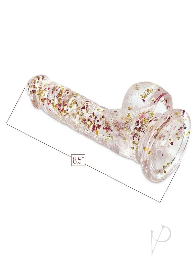 Glittergasm Realistic Dildo Red/orn/gld