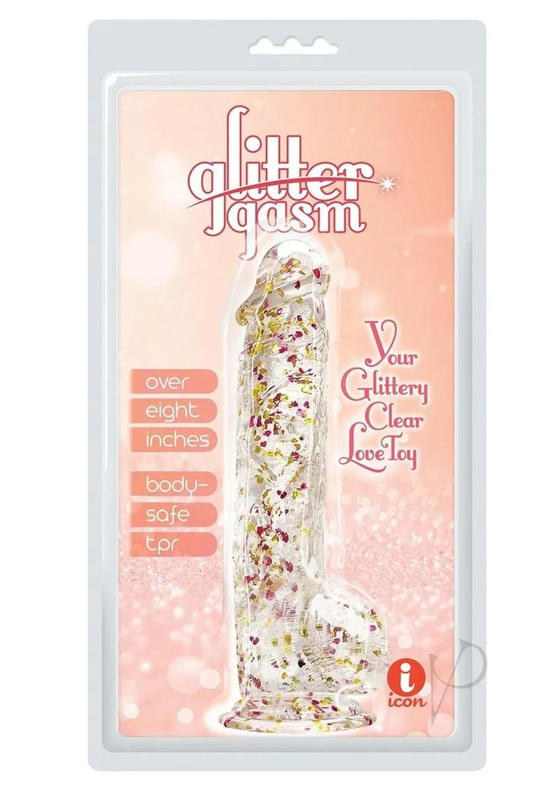Glittergasm Realistic Dildo Red/orn/gld