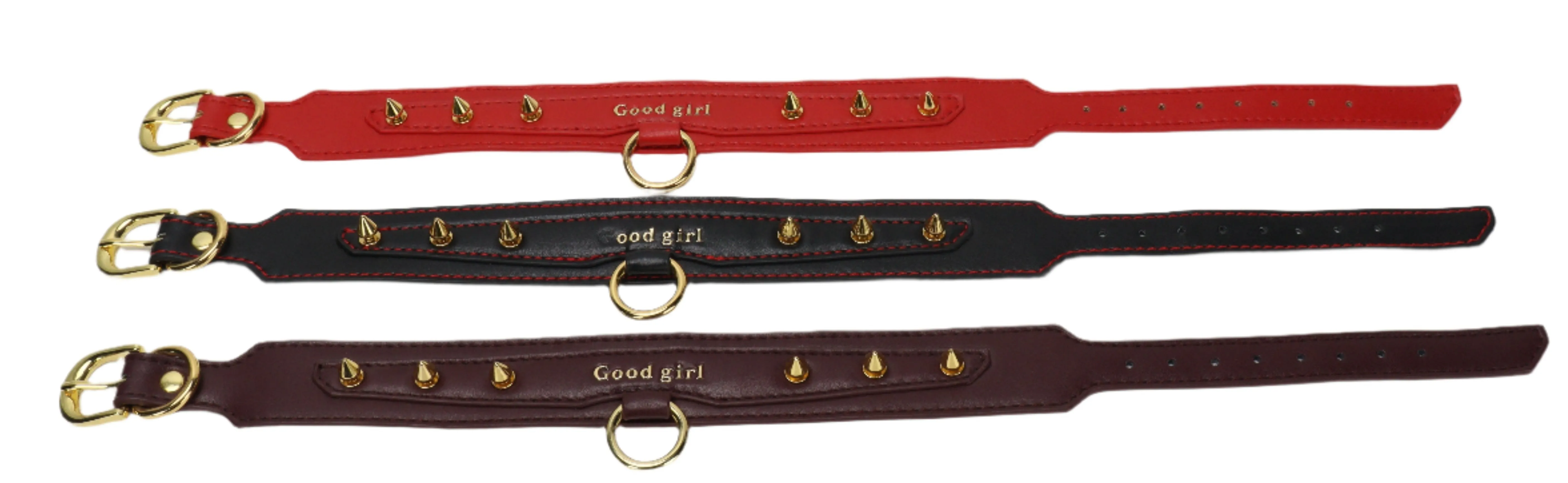 Good Girl Neck Collar With Gold Spikes | Fetish | Bondage