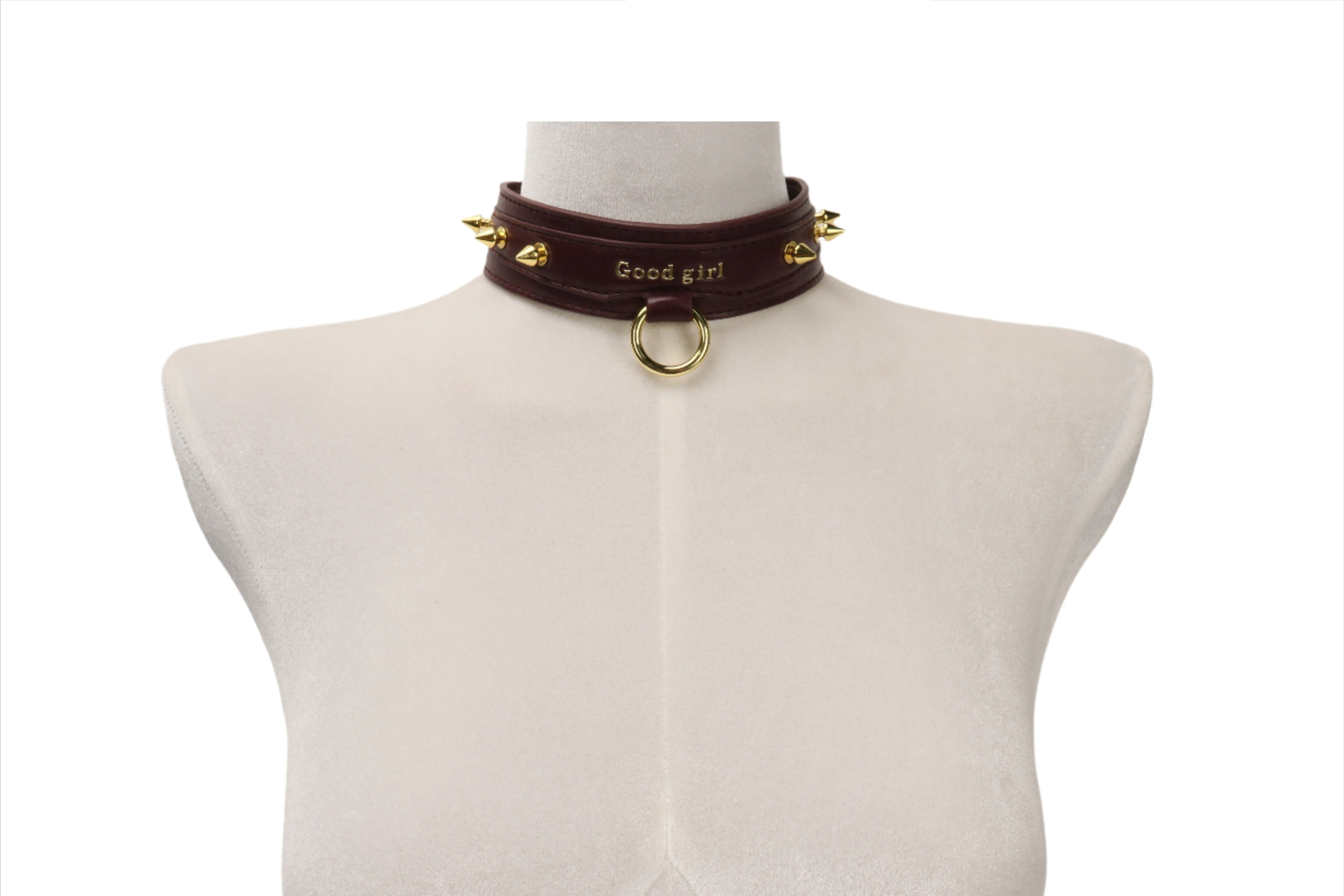 Good Girl Neck Collar With Gold Spikes | Fetish | Bondage