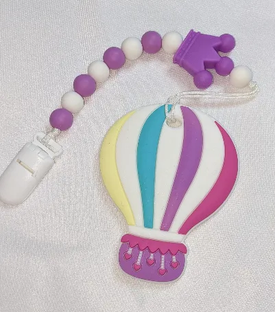 Hot Air Balloon Silicone Teether Chewing Toy Pacifier Clip