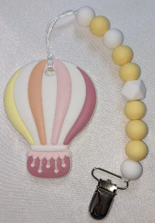 Hot Air Balloon Silicone Teether Chewing Toy Pacifier Clip