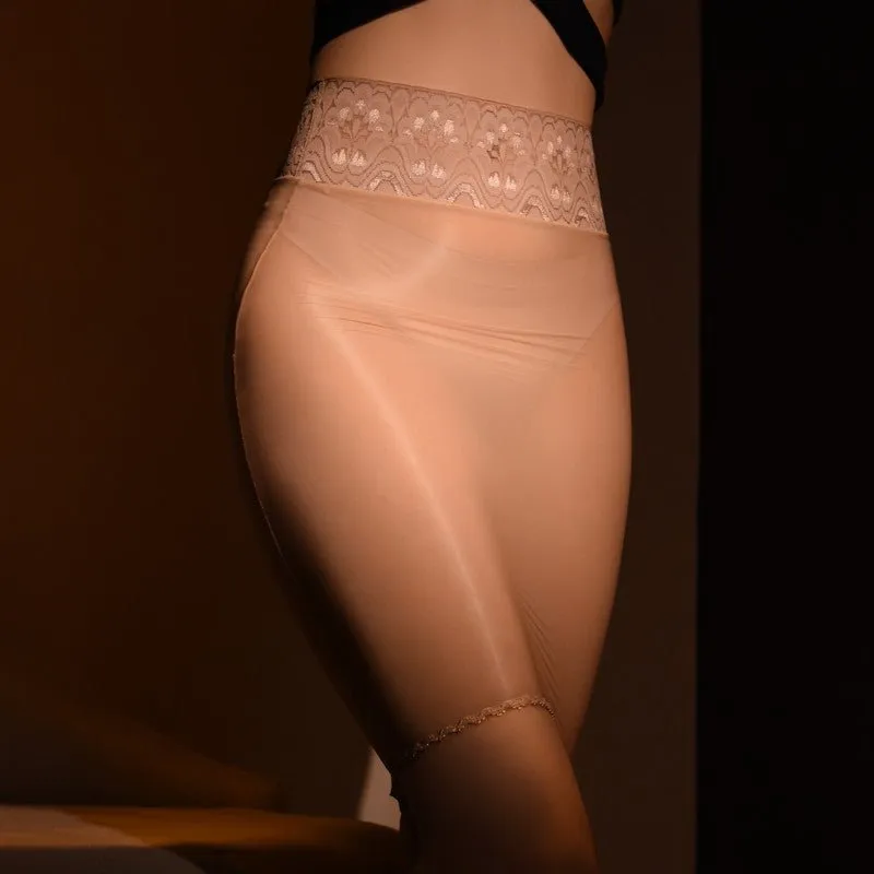 Lace Ultra See-through Tight Oil Short Skirt