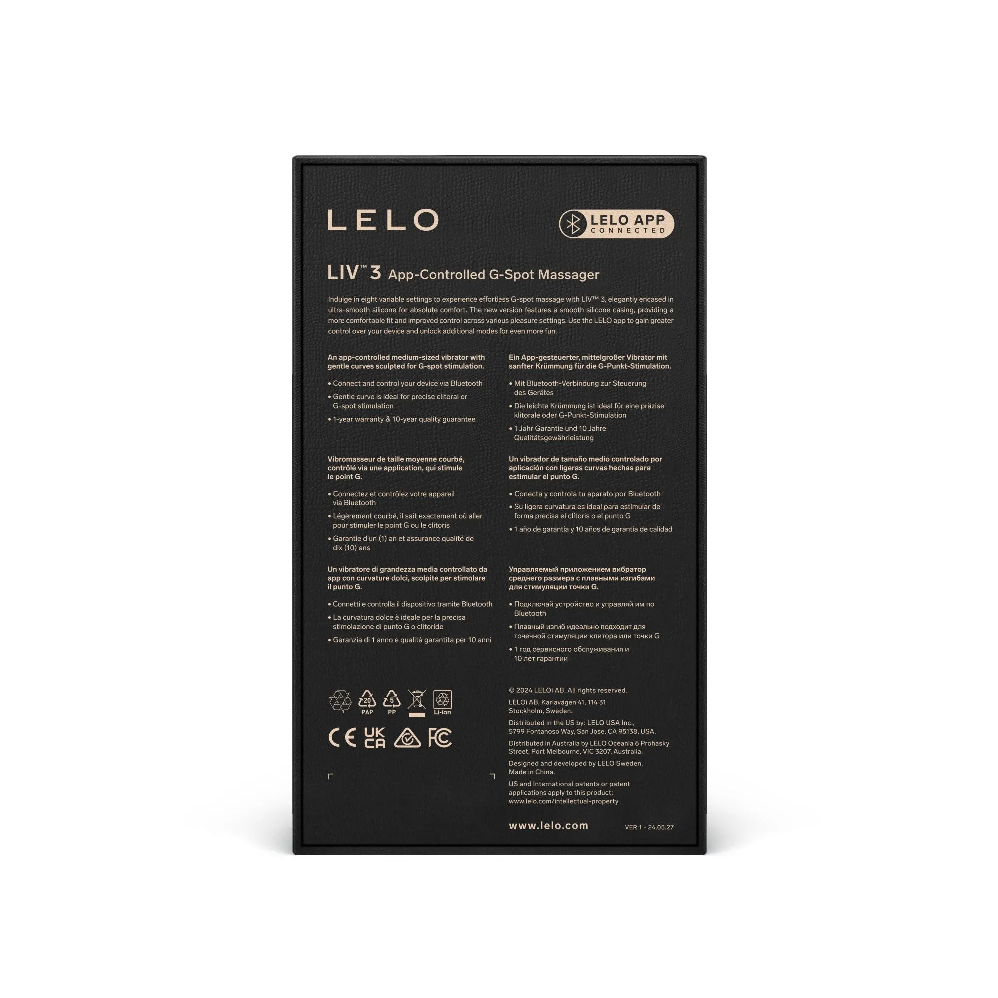 Lelo Liv 3 App Controlled G Spot Massager PLUM