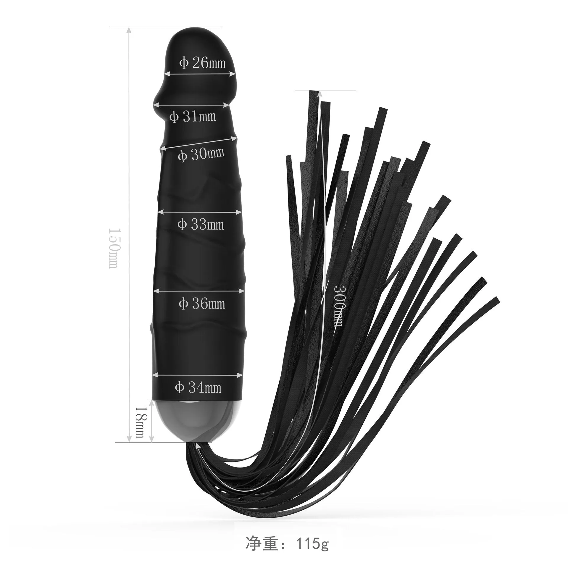 Lovemesex Double-ended Leather Flogger Whip with Dildo Handle