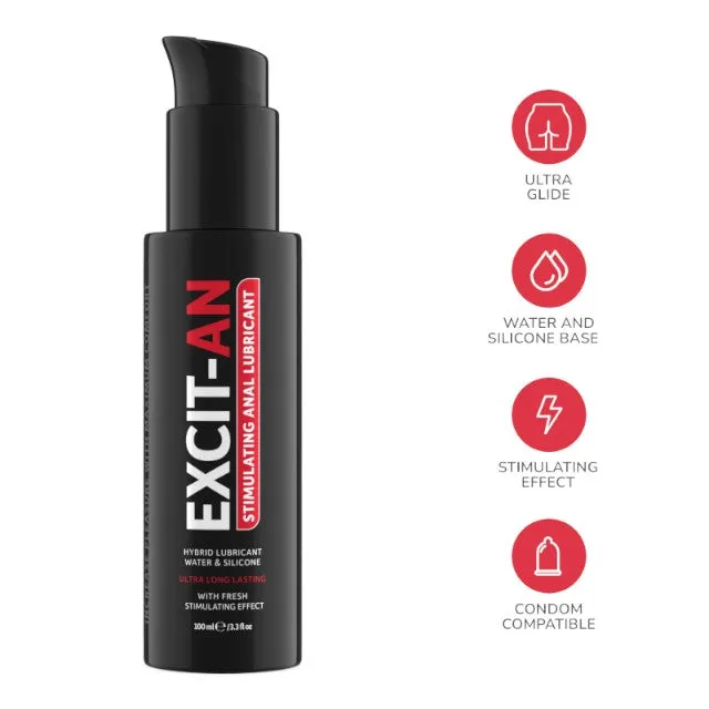 Lubrifiant anal EXCIT-AN. formulă hibridă pe bază de apă și silicon. cu efect de răcire. 100 ml