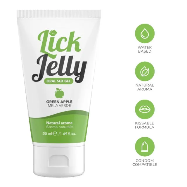 Lubrifiant cu aromă LICK JELLY Green Apple. pe bază de apă. cu aromă naturală de măr verde. 50 ml
