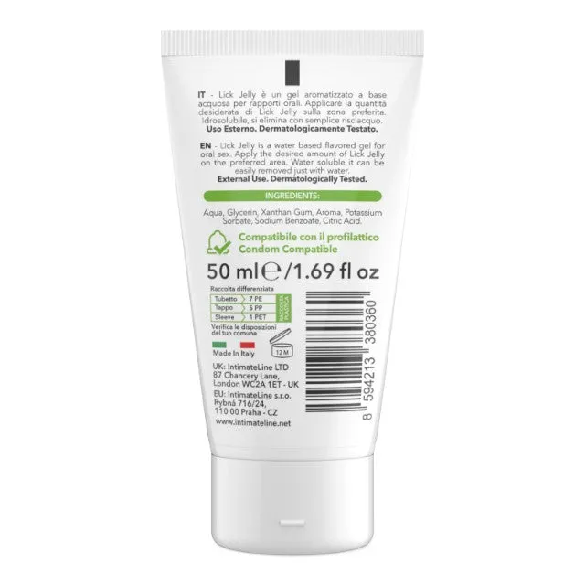 Lubrifiant cu aromă LICK JELLY Green Apple. pe bază de apă. cu aromă naturală de măr verde. 50 ml