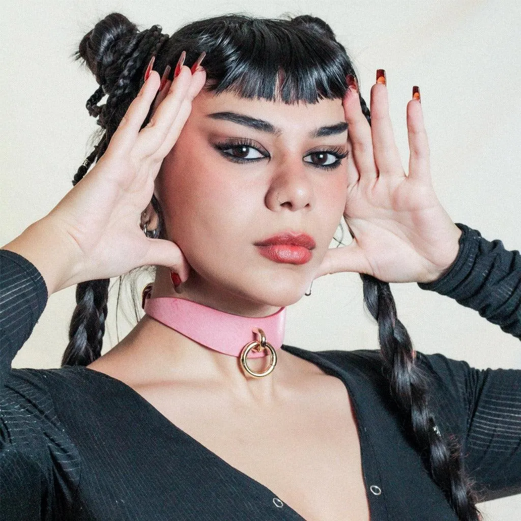 Luxury Leather Day Collar by Neon Coyotes. Blush