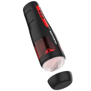Masturbator automat JAMYJOB CYCLONE. 10 funcții de rotație 180°. 10 funcții de penetrare automată. rezistent la apă. negru cu roșu