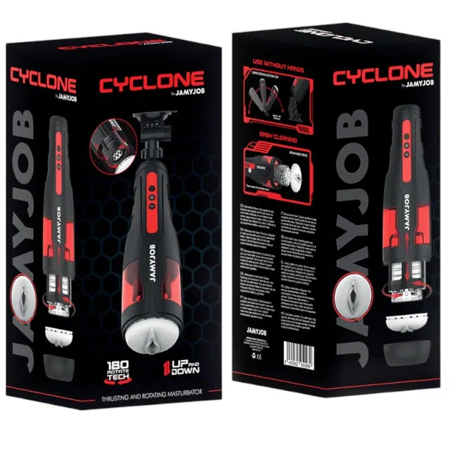 Masturbator automat JAMYJOB CYCLONE. 10 funcții de rotație 180°. 10 funcții de penetrare automată. rezistent la apă. negru cu roșu