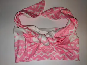 Pink & White Bear Fabric Hairband