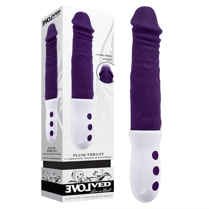 Plum Thrust Silicone Rechargeable Vibrator by Evolved