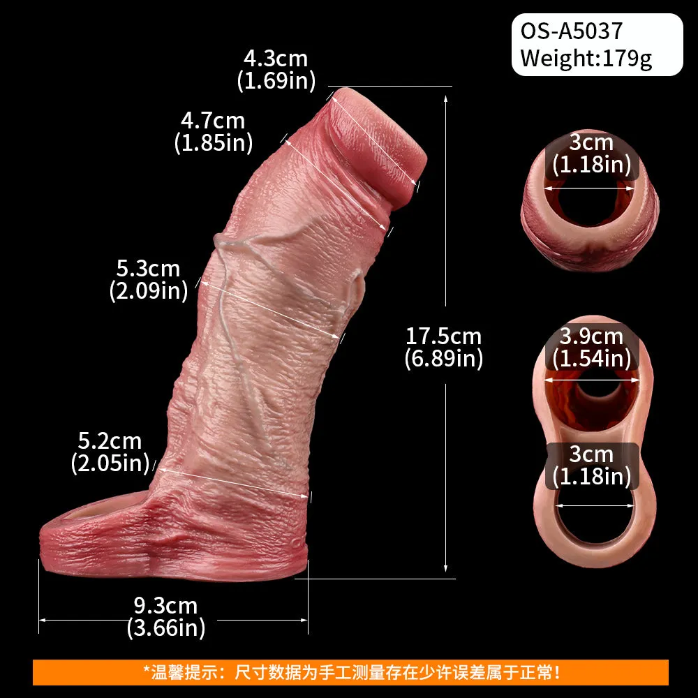 Realistic Cock Sleeve Penis Sheath - 7-inch Open End Lifelike Silicone Extender for Men
