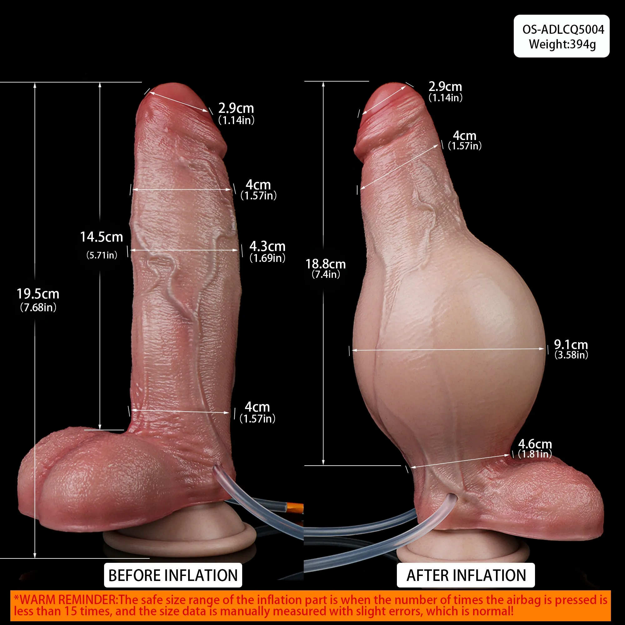 Realistic Cumming Dildo inflatable Butt Plug - Big Testicle Life Size Anal Sex Toys for Women Lesbian